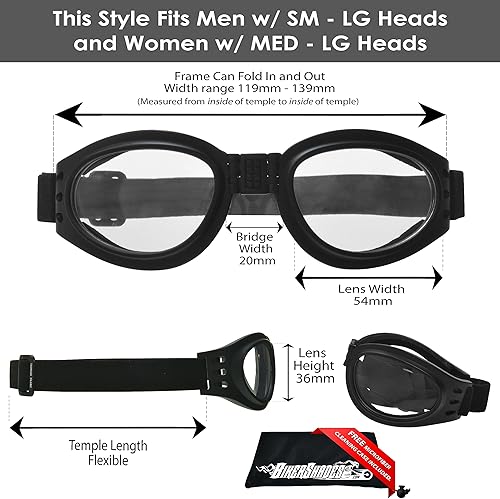 Miniatura 8 de Bikershades Gafas plegables de motocicleta para hombre y mujer, lentes ahumadas, transparentes o amarillas