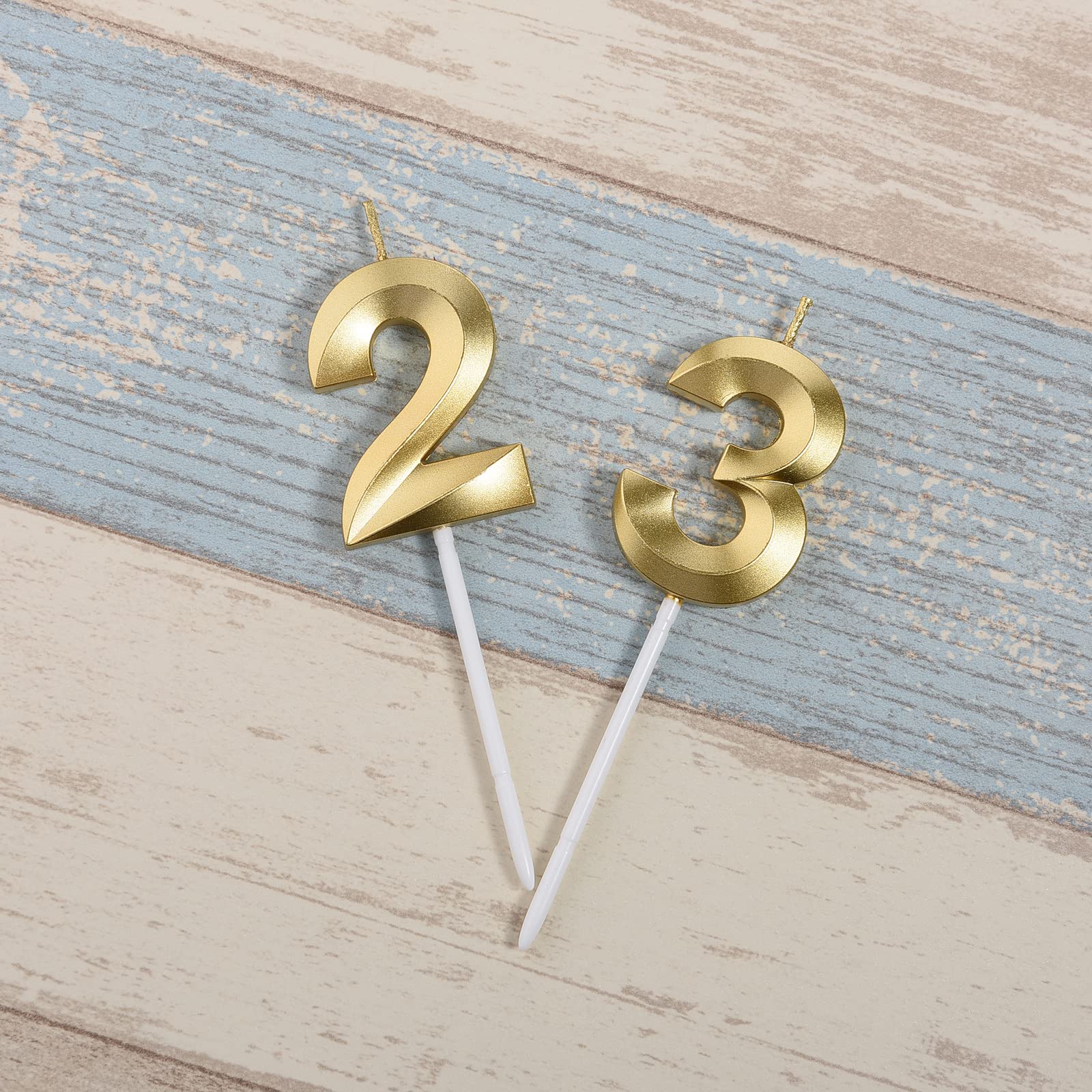 Velas doradas de 23 y 32 cumpleaños, decoración dorada para tartas con número 23 y 32 para decoración de cumpleaños, decoración de fiesta