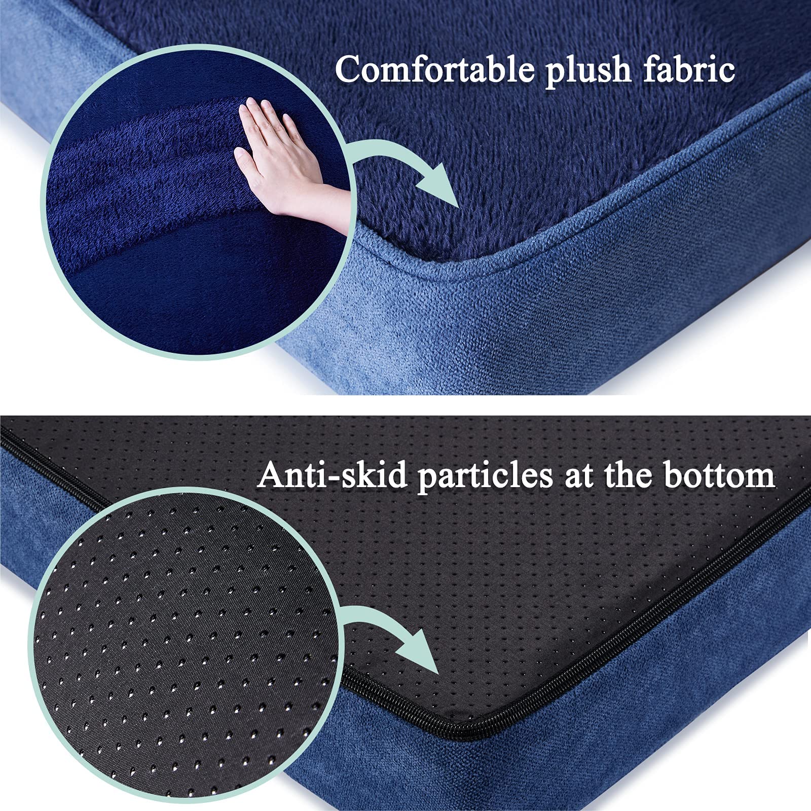 Geegoos Letto per cani in memory foam,grande, lavabile con cerniera rimovibile, fodera impermeabile, materasso con fondo antiscivolo (89 x 55 x 7 cm, blu)