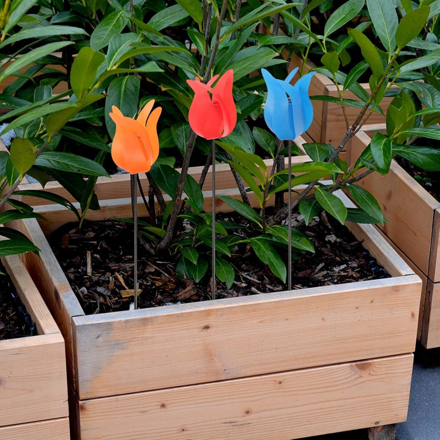 2sets and Girls Toy Windmill Outdoor Garden Decor Spring Tulip Decoration 12pcs*2 Random