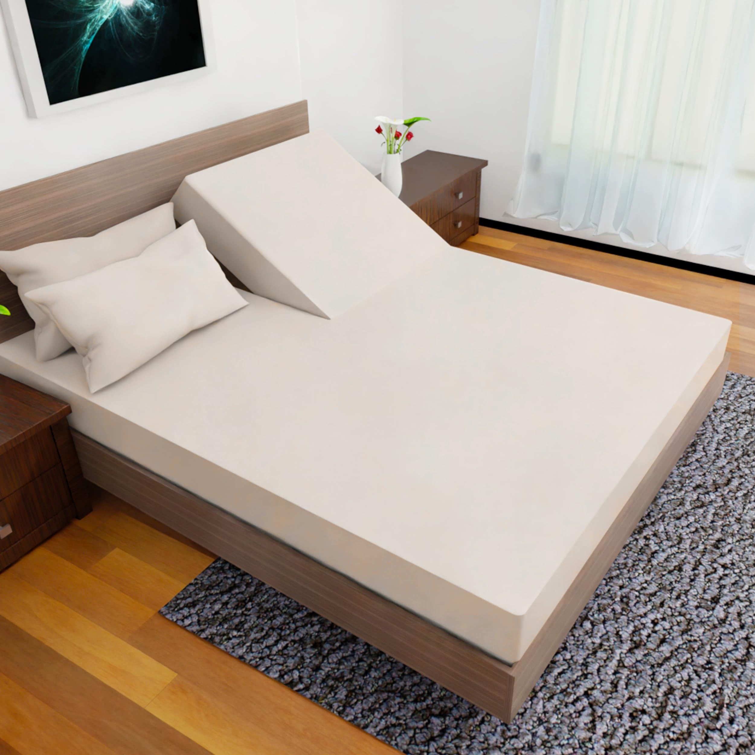 Top Split Flex Head King Size Sheet Set - Egyptian Quality Ultra-Soft Bed Sheets | Double Brushed | Deep Pockets- Easy Fit - 4 Piece Set- Fade Resistant (Ivory)