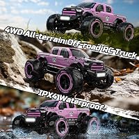 DEERC 1:10 4X4 RC Monster Truck 48km/h Rózsaszín Terepjáró 2 Akkumulátor 6