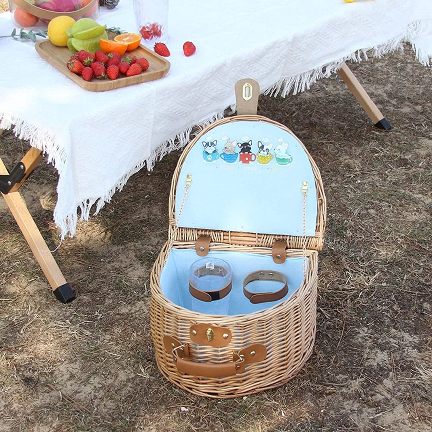Dekoracja Kuchenna Kosz Piknikowy Izolowany Z Zmywalną Podszewką Podwójnymi Uchwytami Do Huśtania Ręcznie Robiony Na Zrębki Imprezy Plenerowe