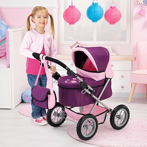 Miniatura 2 de Bayer Cochecito de moda - morado y rosa - Incluye bolsa de hombro, se adapta a muñecas de hasta 18 pulgadas, mango ajustable, juego de simulación