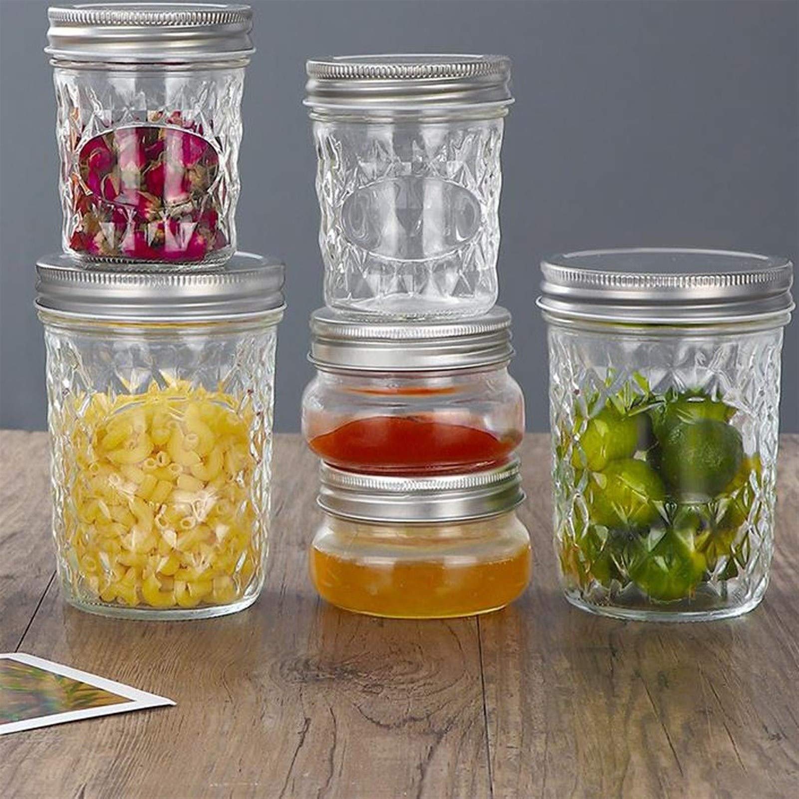 Botes para Alimentos Tarro de Cristal de Almacenamiento, Botes herméticos del alimento, envase con Tapa for Servir té, café, Especias y más, Juego de 3 Botes Herméticos