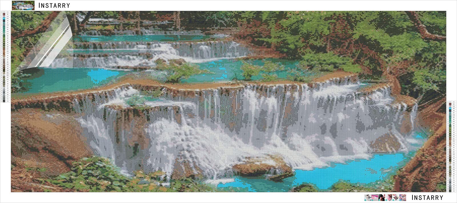 Instarry 5D diamentowe malowanie Duży Diamond Painting Mozaika Kryształ Dekoracje do Salonu Krajobraz Wodospadu 120x50 cm