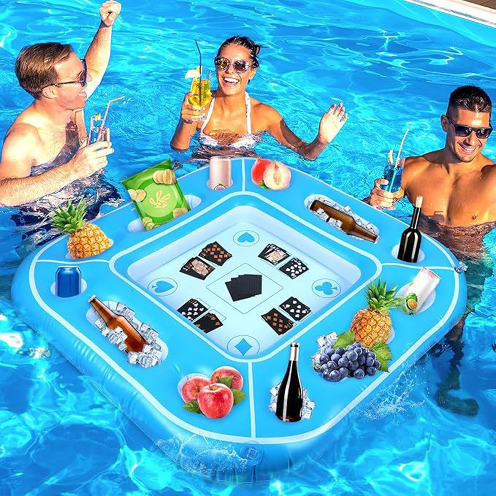 Schwimmender Tisch – Aufblasbare Poolbar | Aufblasbares PVC-Schwimmtablett, ein Muss für heißes Wetter, einfach zu bedienender Whirlpool, Lebensmittel-Getränke-Tablett, tragbar für Innenbereich