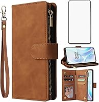 Vista 8 de Asuwish Compatible con OnePlus 8 OnePlus8 5G UW Tmobile funda de vidrio templado protector de pantalla y tapa tapa titular de la tarjeta Fundas