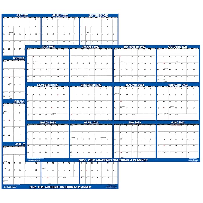 Buy 24x36 SwiftGlimpse 20222023 Academic Wall Calendar Dry Erase