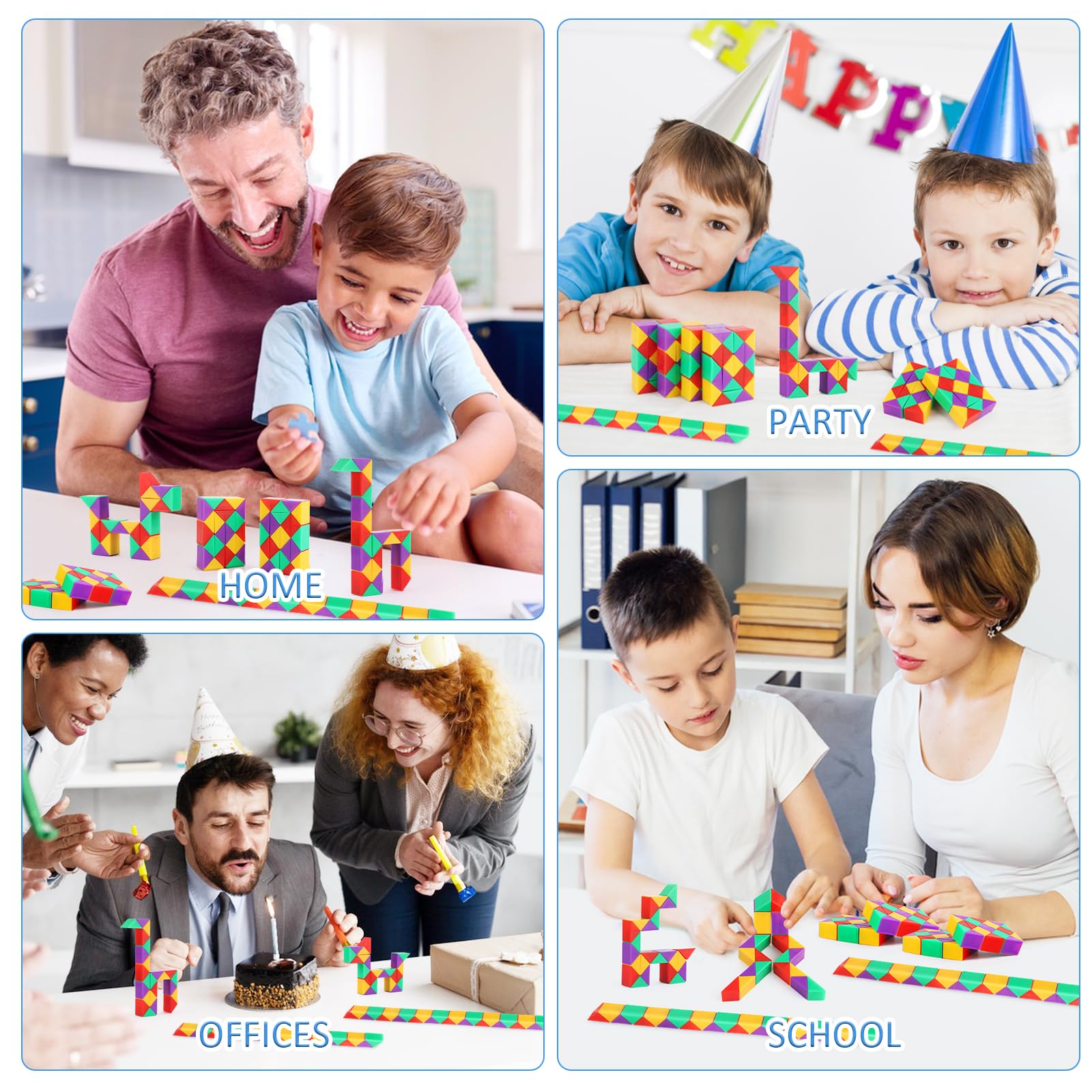 60er Pack Retro-Schlangen-Puzzle - Mini-Spielzeug, Ca. 22 Cm, Bunte Farben, Ideal Für Partybeutel Oder Geschenke