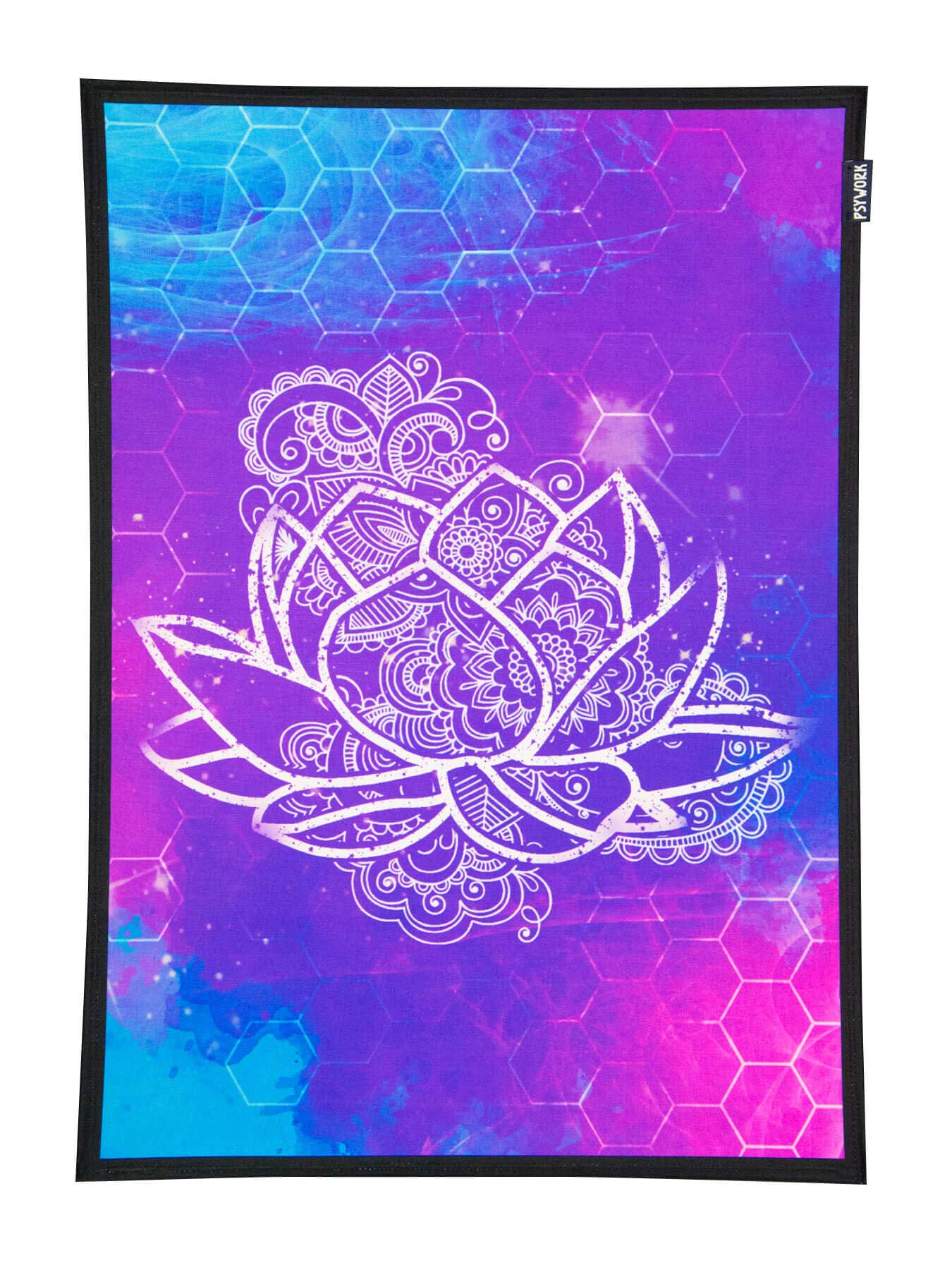 PSYWORK Black Light Fabric Poster Neon Lotus Spirit 0.5 x 0.7 m