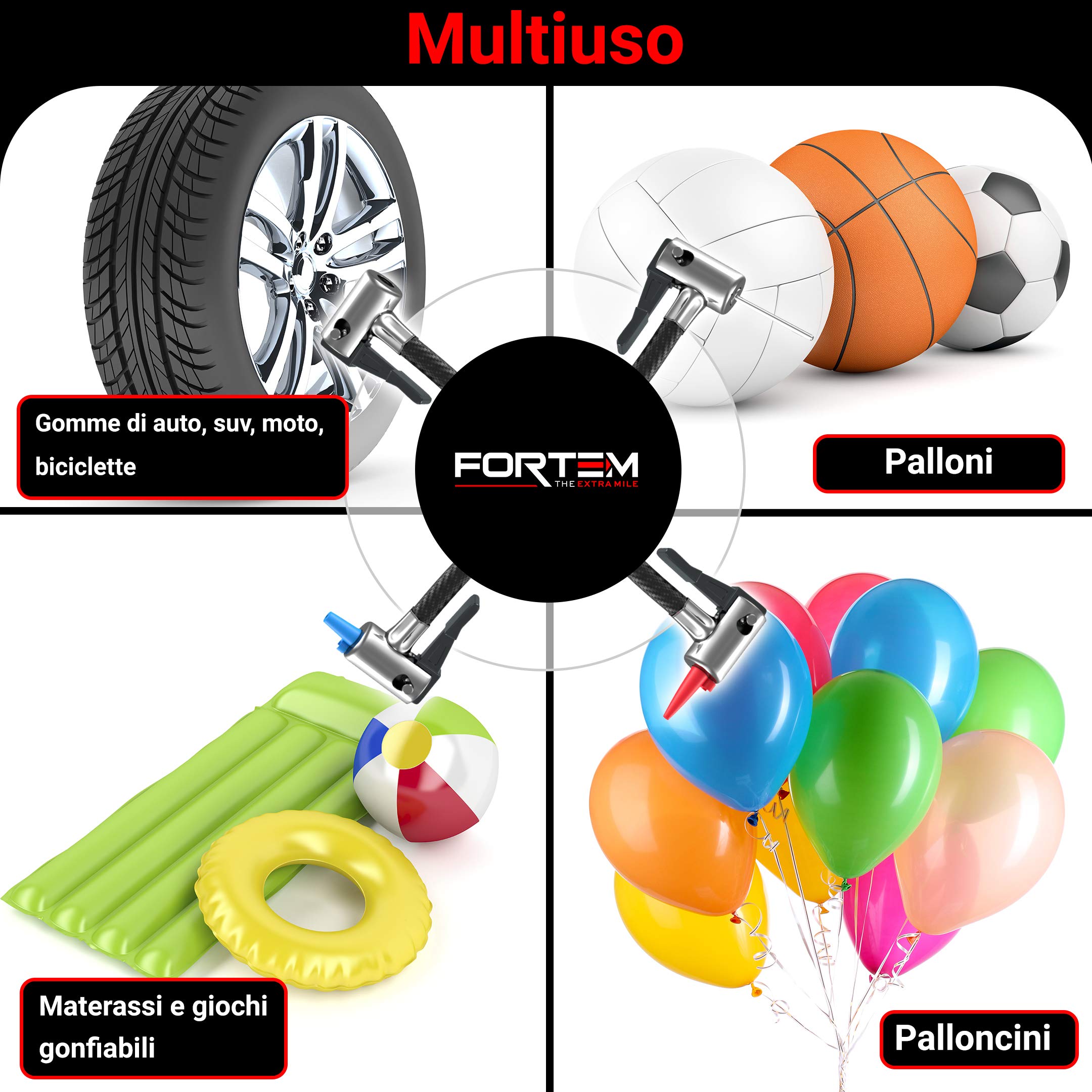 Buy FORTEM Tire Inflator Portable Air Compressor 150 PSI, Bike Pump