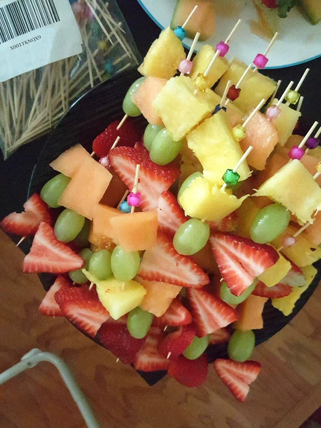 Honbay 100PCS 4.7" Handmade Cocktail Picks Appetizer Bamboo Toothpicks Sandwich Fruit Toothpicks (Colorful Bead)