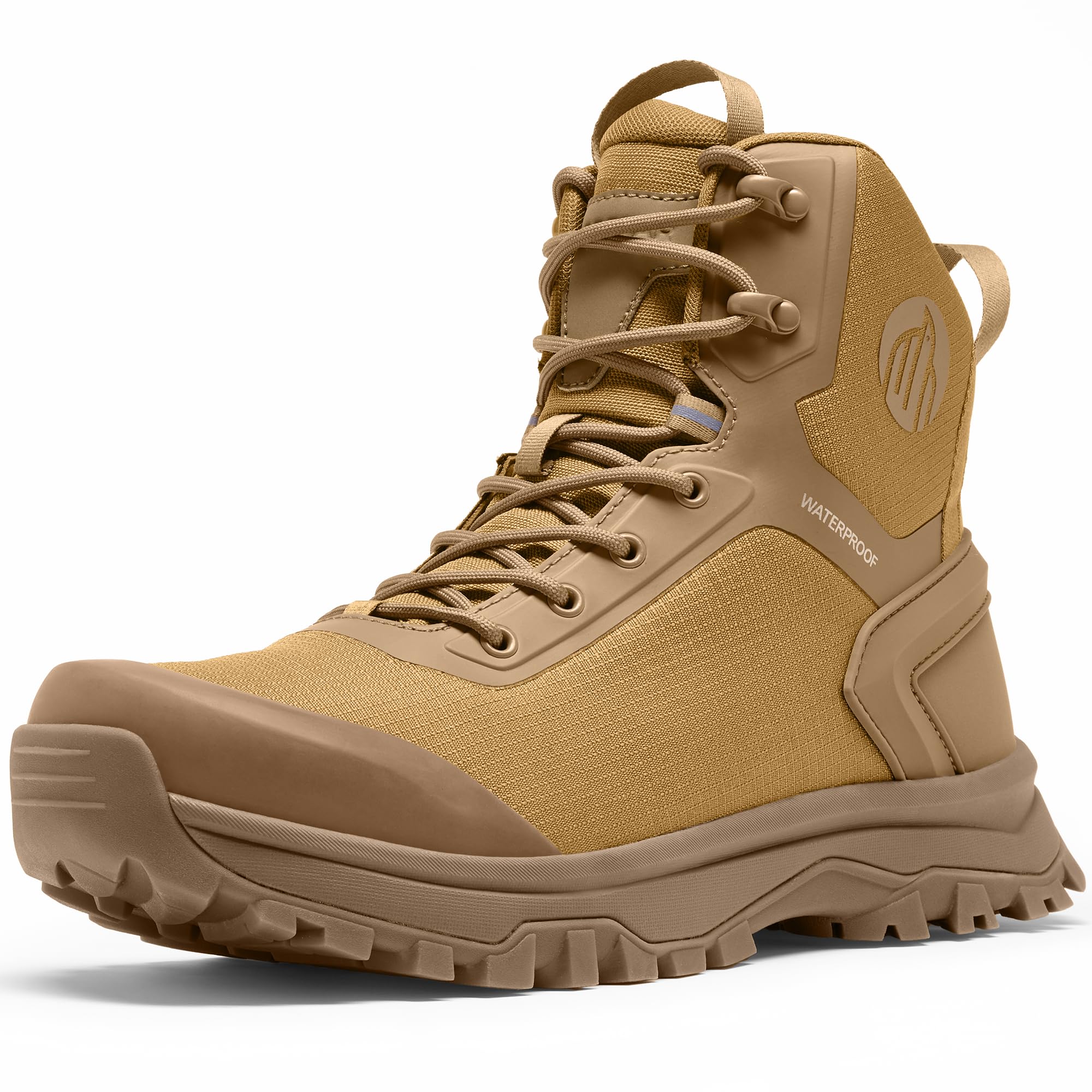 Coostar Tactical Boots for Men Lightweight Military Combat Boot Side Zipper Motorcycle Hiking Work Boots Waterproof 8 Inches