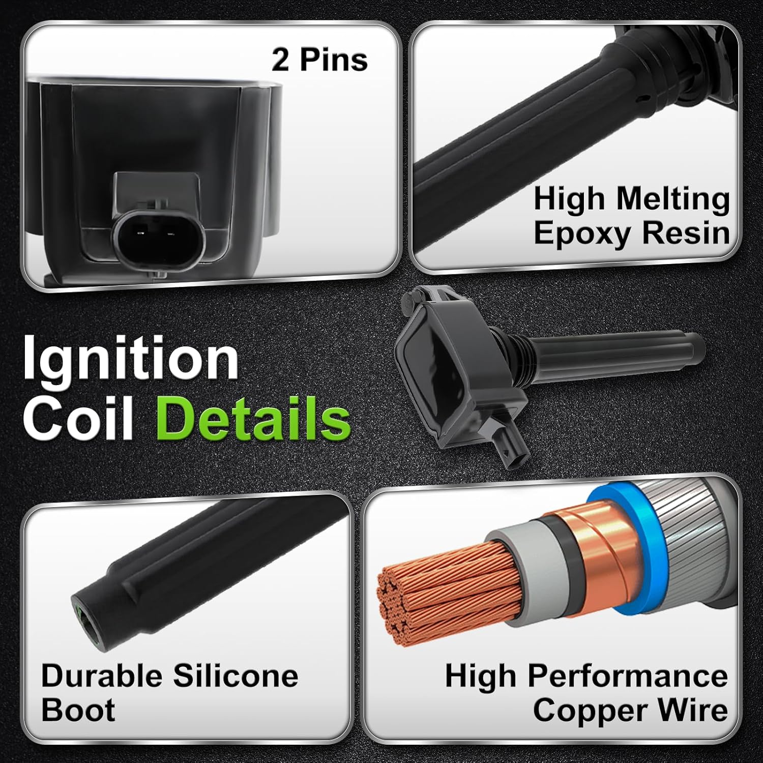 UF648 Ignition Coil 97390 Spark Plug 3.6L for Dodge Charger Journey Durango for Chrysler Town&Country 200 300 for Jeep Wrangler Cherokee for RAM ProMaster C/V CV for VW Routan 2011-2020