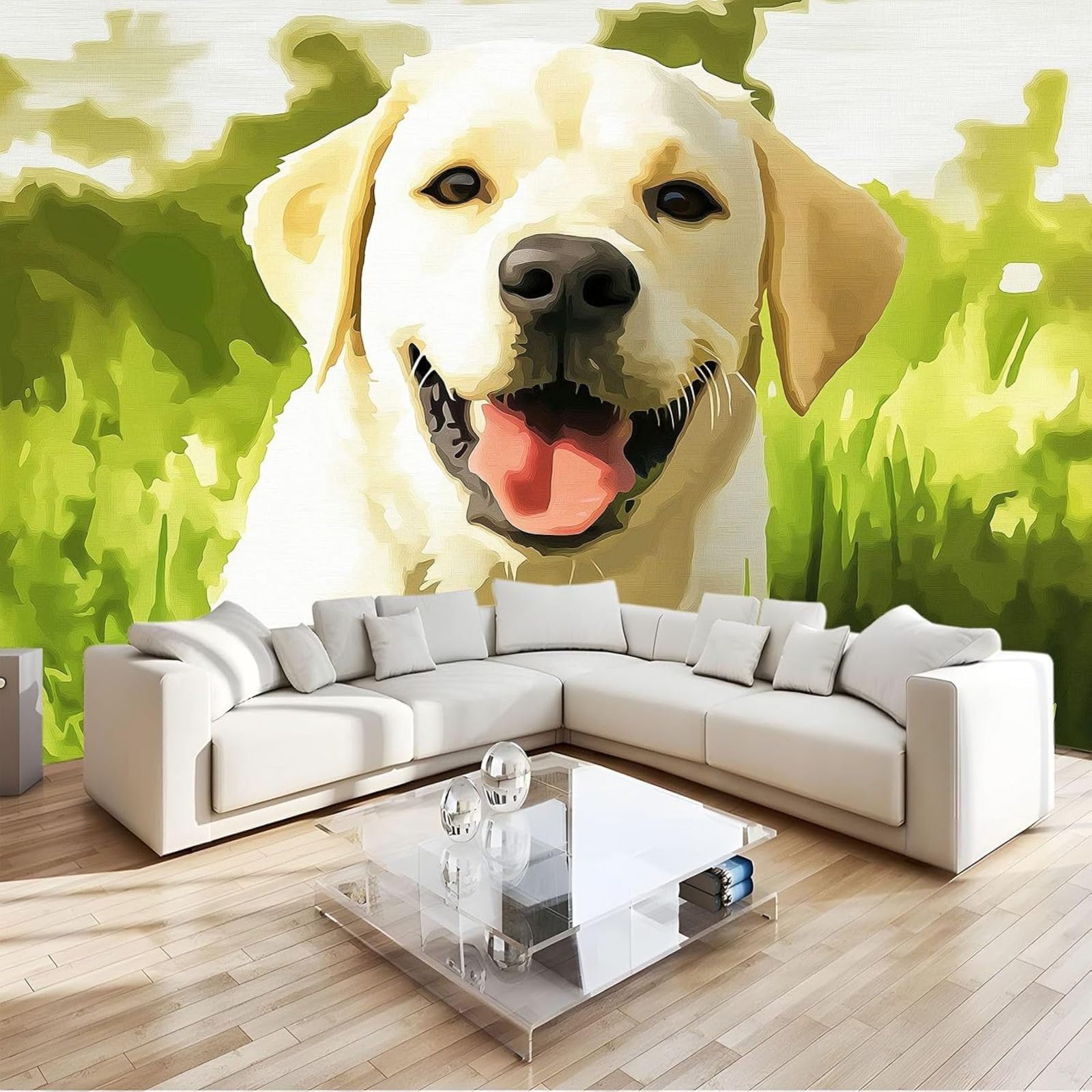 hgjdjhnf Labrador Retriever Non-Woven Photo Wallpaper Living Room Bedroom Apartment Wall Mural 250 cm x 175 cm Green