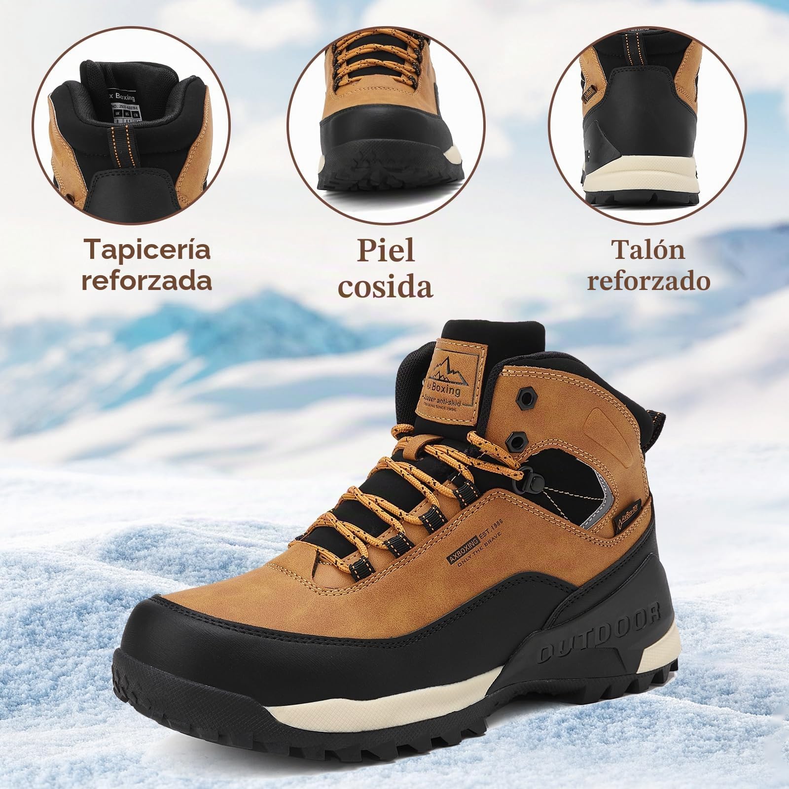 AX BOXING Botas Hombre Trekking Zapatillas Senderismo Invierno Botas de Nieve Cálido Botines Montaña al Aire Libre EU41-46