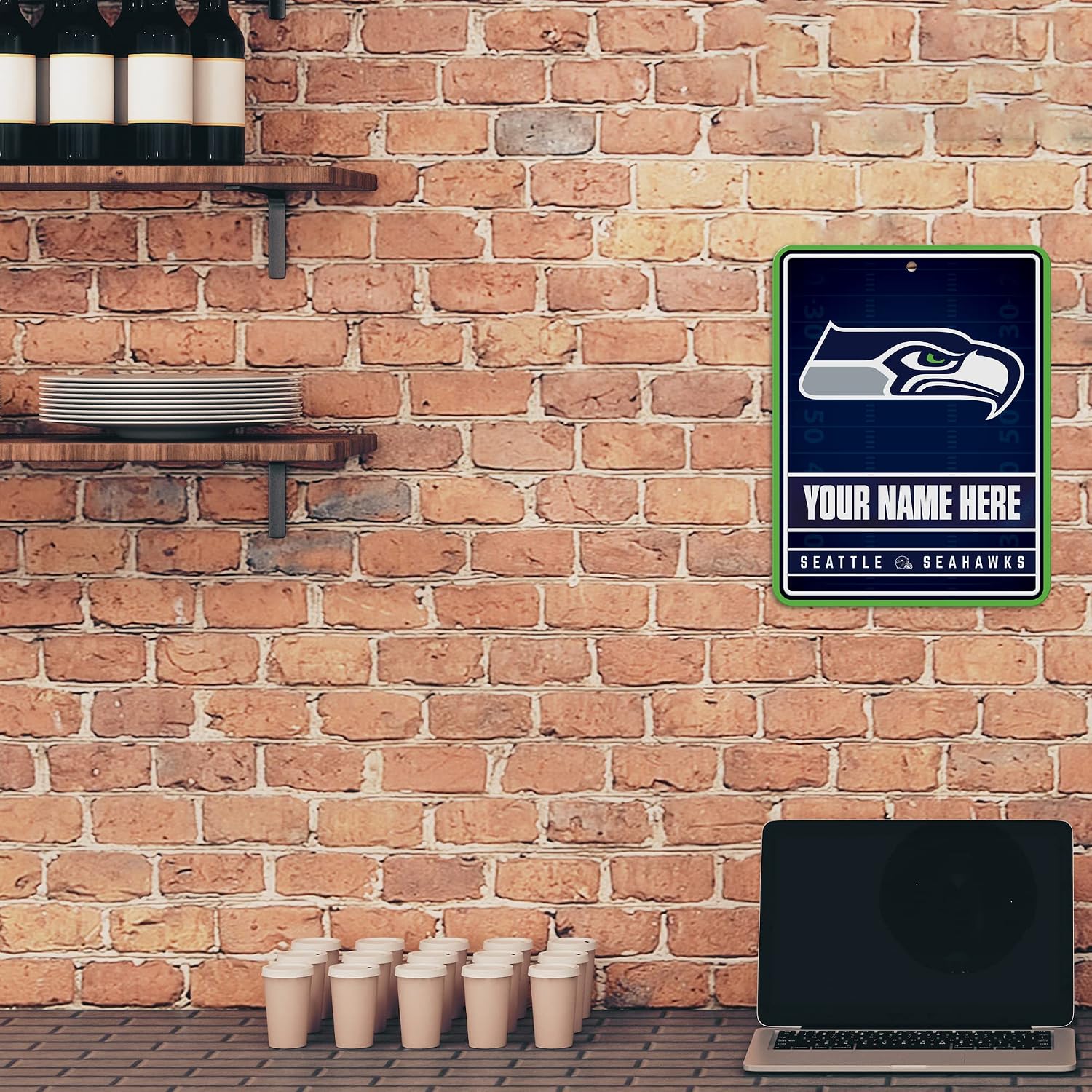 Rico Industries NFL Personalized Metal Parking Sign Personalized/Custom Metal 8.5" x 11" Parking Sign - Home Décor - Indoor/Outdoor - Great Gift for Men, Women, & Fans