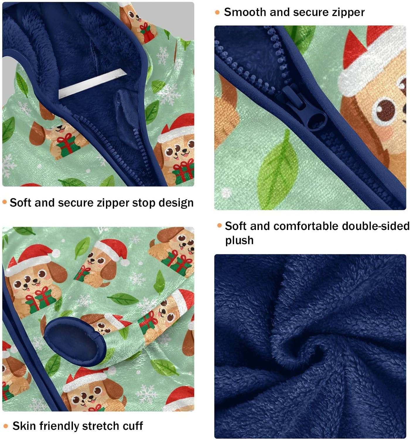 Christmas Dog Pattern Toddler Boy Fleece Jacket Children Winter Coat Navy Blue Baby Boys Clothes