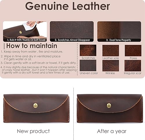 Miniatura 5 de The Antiq Cubierta de gafas de sol, funda de cuero para gafas de sol, cubierta para gafas de sol, funda para gafas de lectura y estuche