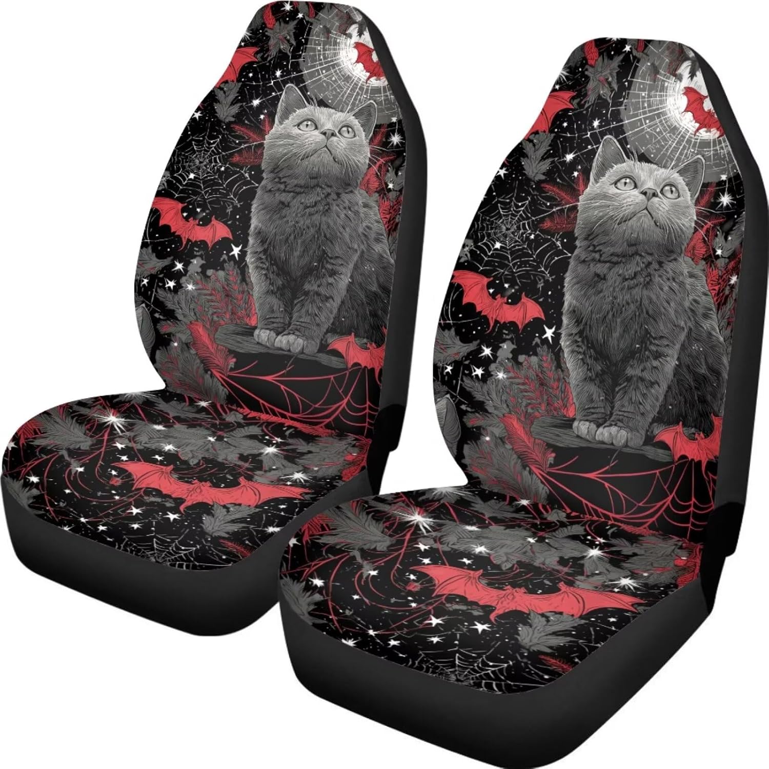 Trippy Galaxy Wolf Print Car Seat Covers Set of 2 Auto Accessories Protectors Car Decor Universal Fit for Car Truck SUV