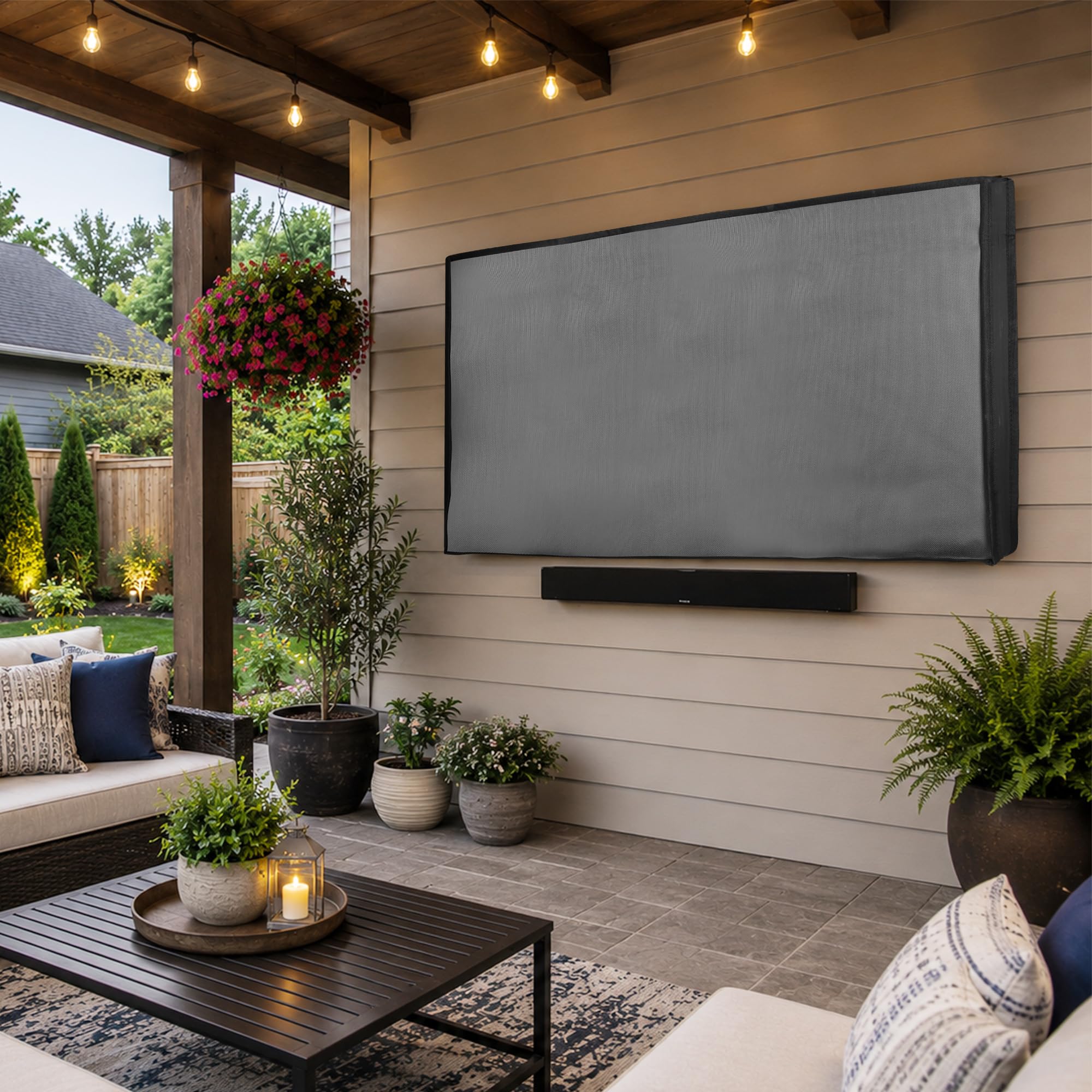 kwmobile 49-50" TV Abdeckung Outdoor mit Reißverschluss - Outdoor Fernsehabdeckung - Fernseher Hülle Bildschirmschutz - TV Schutzhülle wetterfest - Dunkelgrau