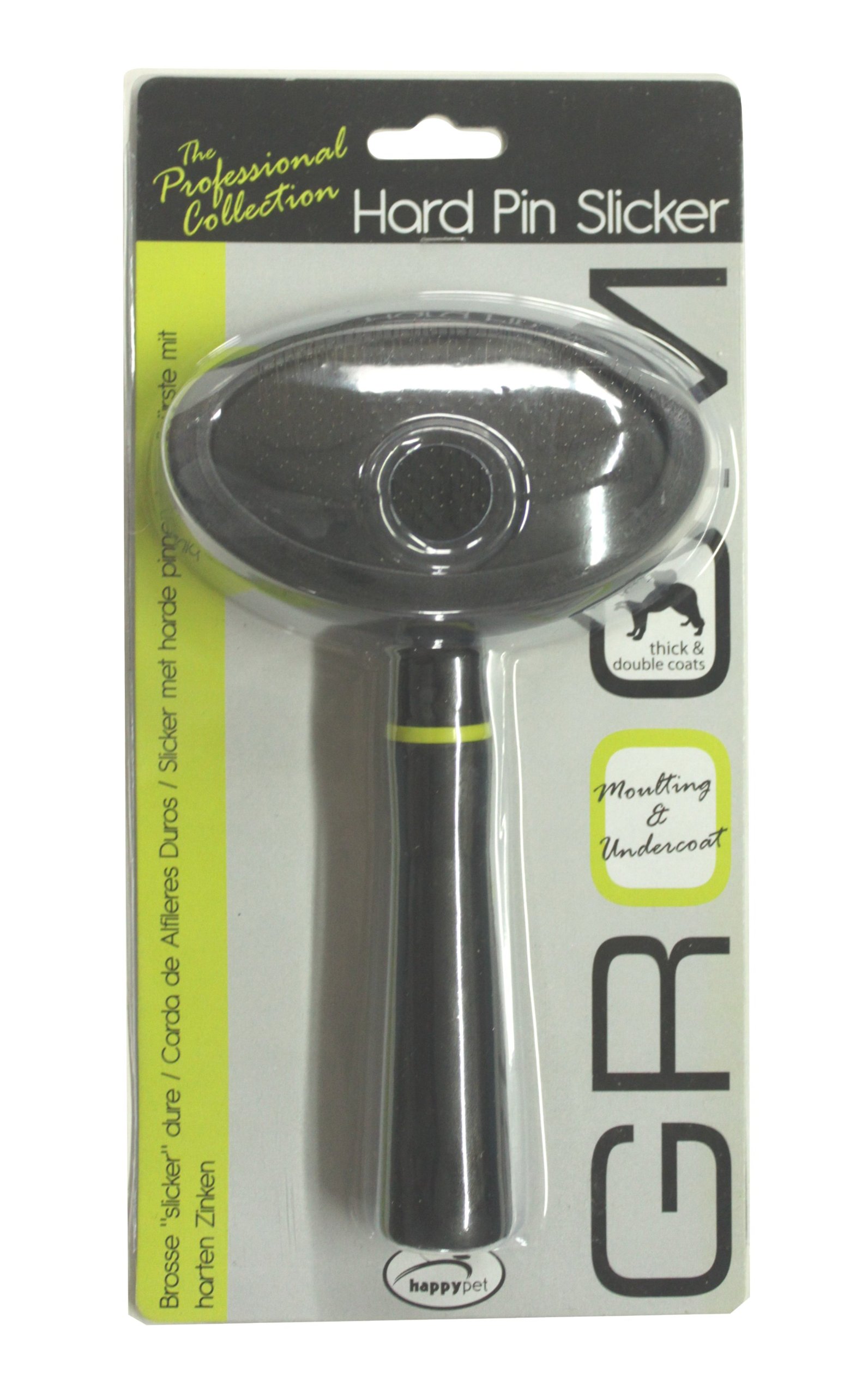 Happy Pet Groom Hard Pin Slicker Brush for Dogs Comfortable Grip No Tangle Durable Long Short Hair Gentle Deshedding Moulting Comb for All Coat Types