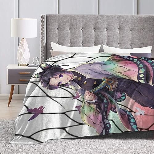 Miniatura 5 de Demon Anime Shinobu Kocho - Manta suave de franela de microfibra de vellón para sofá, sala de estar, dormitorio, cálida y ligera para niños y