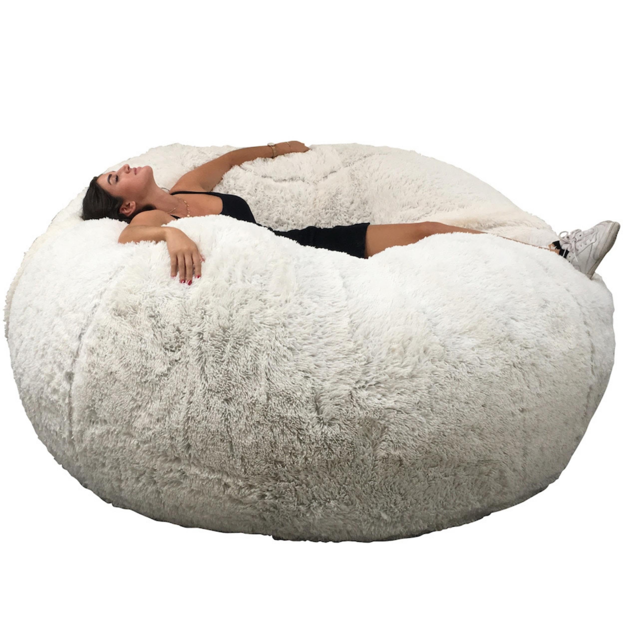 bananair - Sitzsack XXL mit Füllung für Erwachsene - Ultra Weich und Bequem mit Schaumstoff Füllung - Maschinenwaschbarer Bezug - Giant Bean Bag Chair, Sofa, Bed, Couch (160 cm, Weiß)