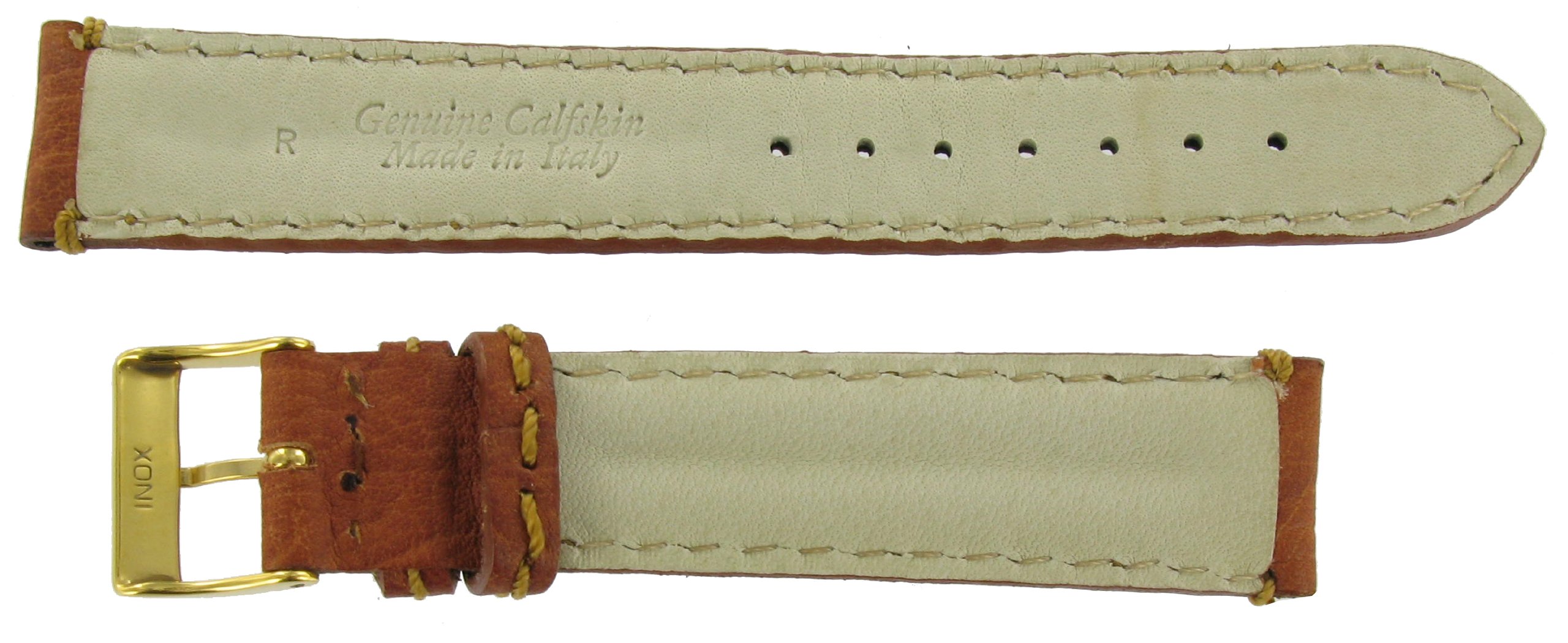 Morellato 18mm Genuine Leather Double Padded Stitched Calfskin Tan Watch Band Strap