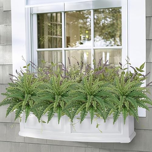 Miniatura 6 de Ferns - Juego de 2 helechos artificiales grandes para maceta al aire libre de 23.6 pulgadas de diámetro. Maceta realista Helecho Boston colgante