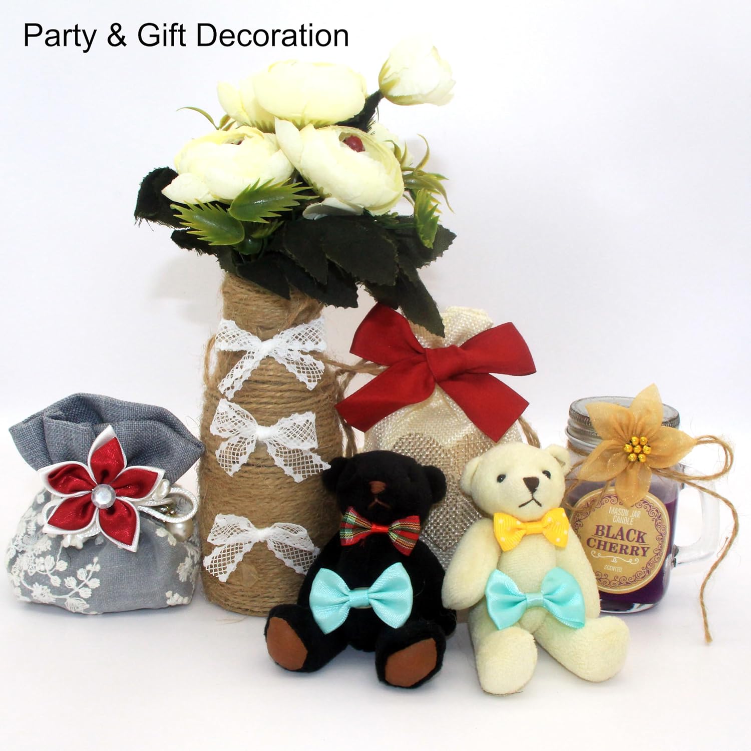 100 Pcs Satin & Organza Ribbon Bows Flower, Lace Patches Bead Appliques for Crafts, Sewing, Hair Bows, Headbands, Wedding Christmas Party Gift Decoration (Mixed) - Image 6