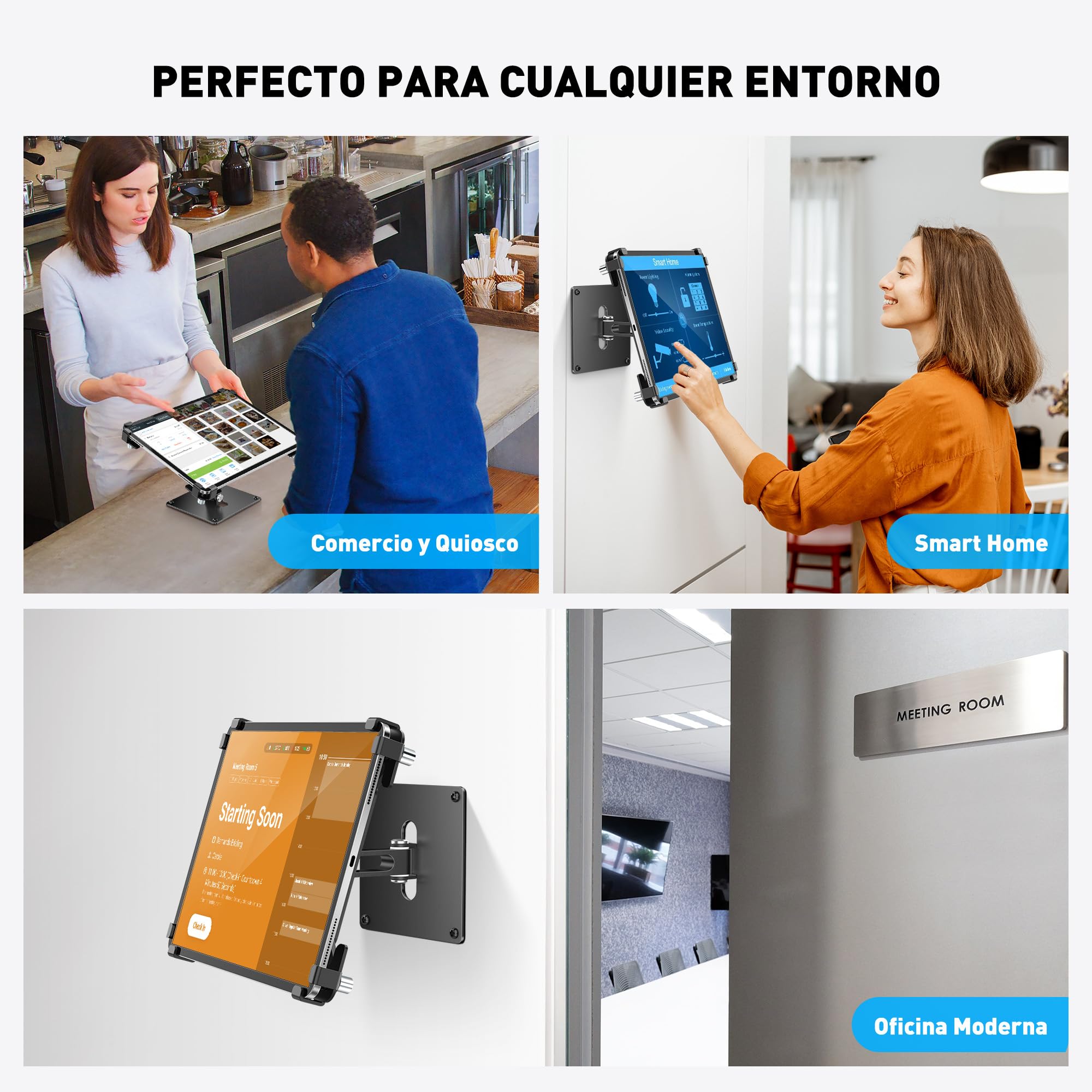 AboveTEK Soporte de pared universal para tablet, antirrobo, con carcasa con cerradura, para tabletas de 9,7 a 13 pulgadas, aluminio resistente, ideal para POS, soporte VESA giratorio e inclinable de