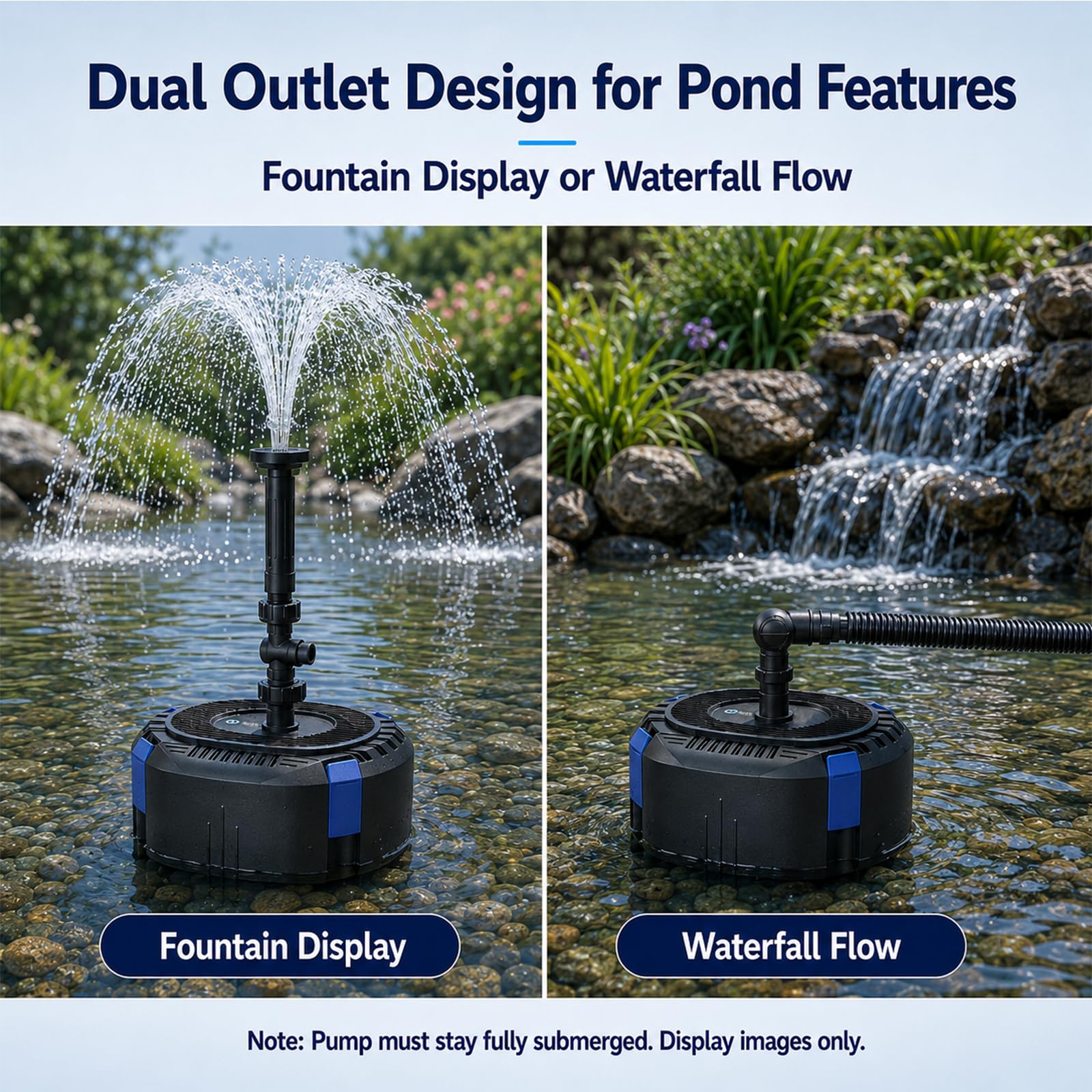 Harune Pompa filtrante per laghetto da 3000 l/h con chiarificatore UV da 8 W, pompa sommergibile per fontana sommergibile da 40 W, per laghetti da giardino, cascate e giochi d'acqua, filtrazione
