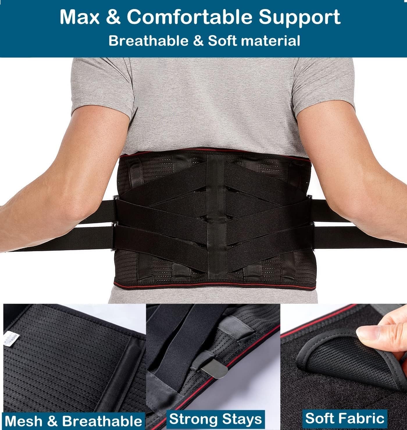 Cinturón para Hombres y Mujeres, Faja Lumbar para aliviar el Dolor, Banda de descompresión Lumbar Transpirable para Levantamiento de Pesas, Trabajo y Hernia discal.