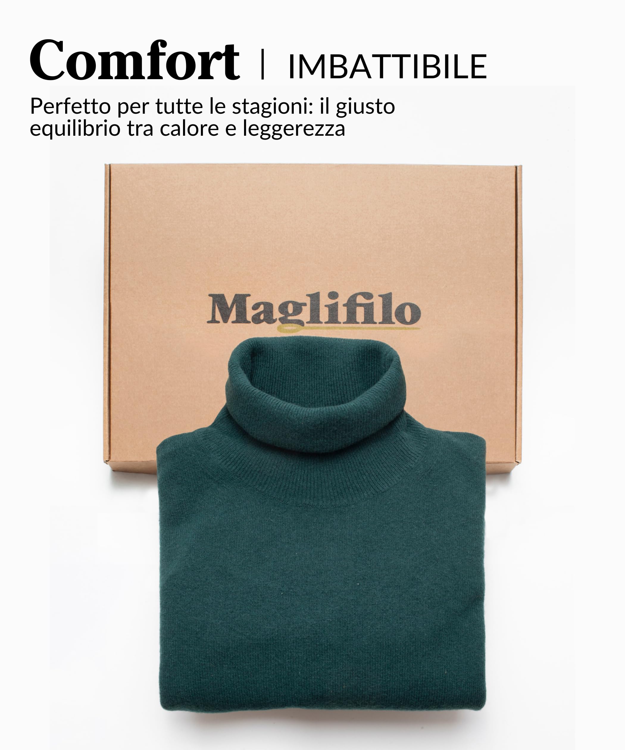 Dolcevita Uomo 100% Lana Finezza 12 - Maglione Collo Alto Uomo, Eleganza e Comfort Perfetti per Ogni Occasione - Capo Versatile e Raffinato