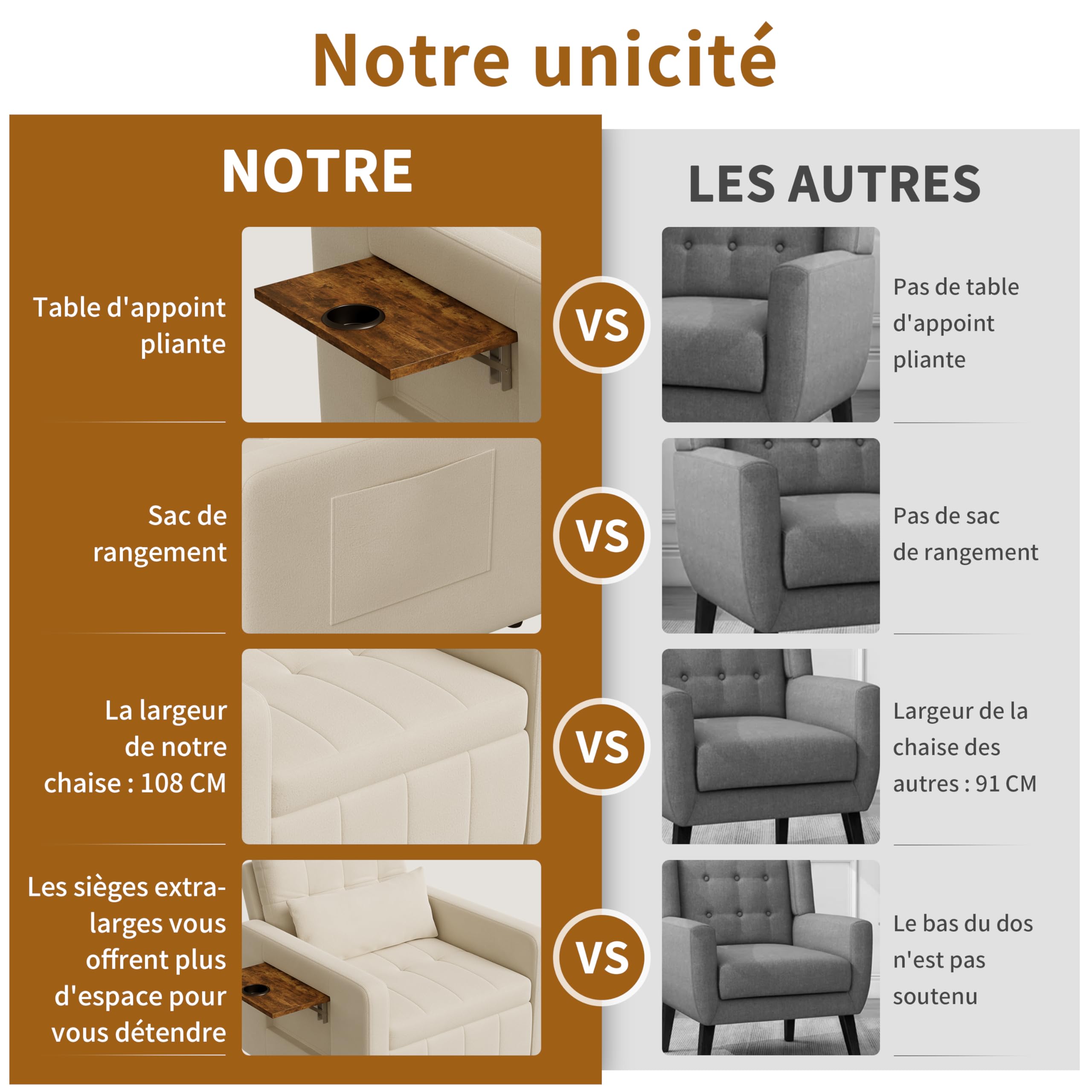 Fauteuil-lit 3 en 1 Convertible 1 Place, Canapé lit Simple avec Coussin Dossier réglable, Fauteuil Convertible avec Sac et 1 Porte-gobelets, pour Pet012it Appartement