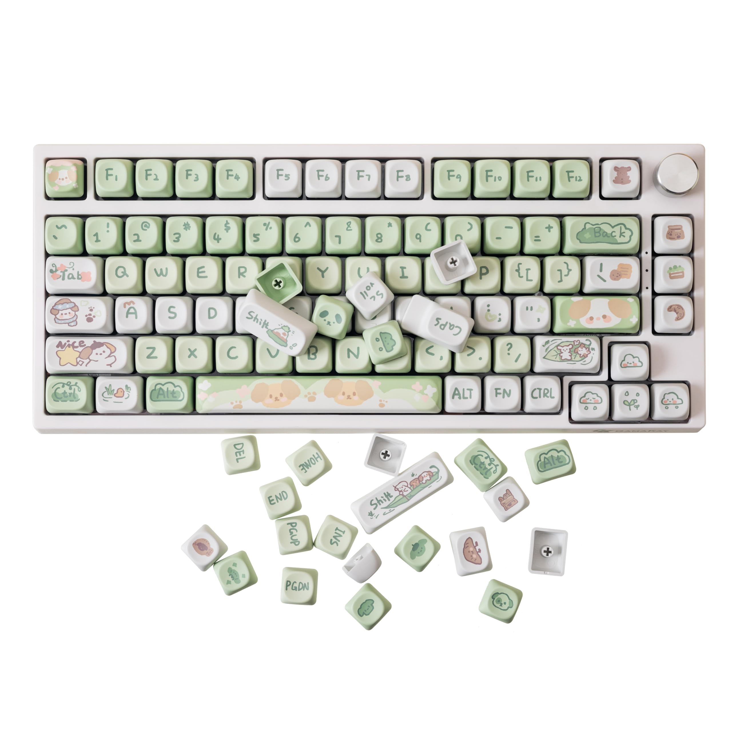 Amazon.com: GK GAMAKAY 132 Keys Green White Keycaps Set, MOA