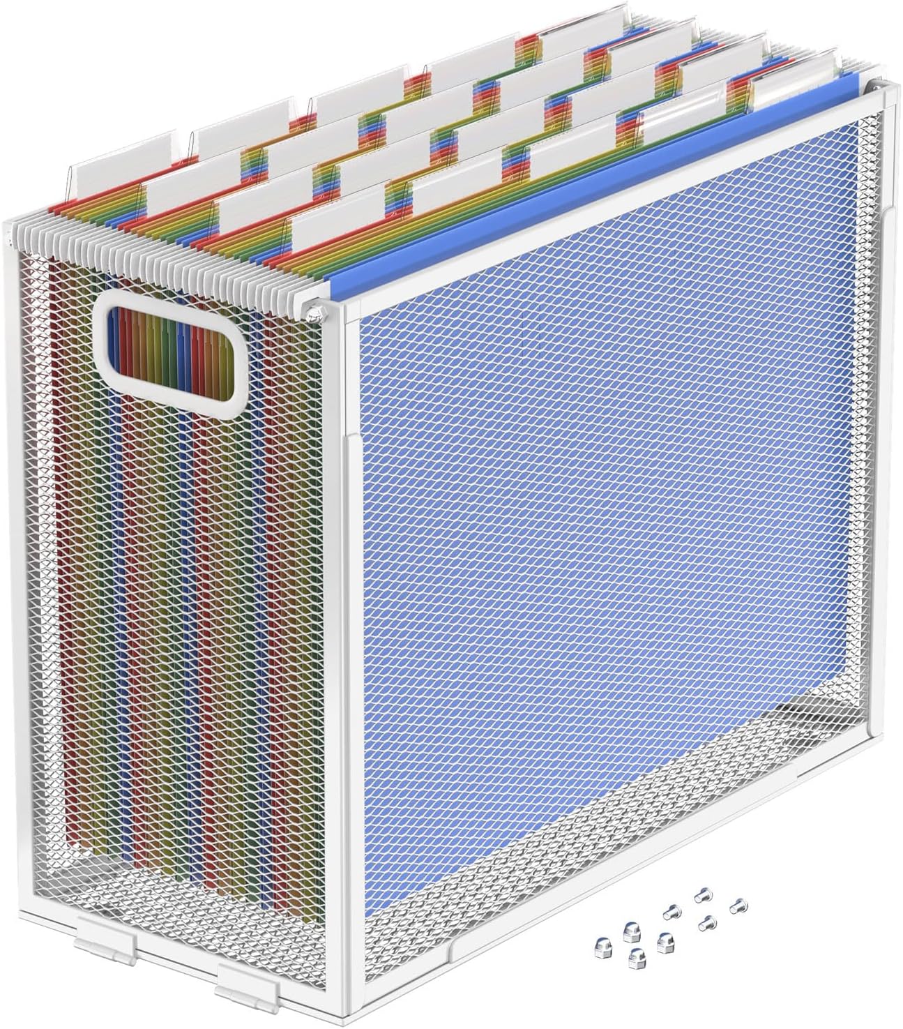 Oterri Hanging File Organizer, Portable Desktop File Crate for Letter Size Folders, Mesh Hanging Organizer (Pure White, 1 Pack)