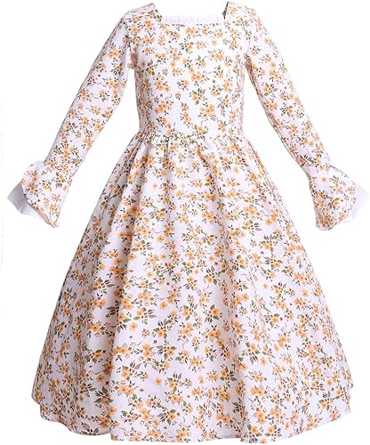 Miniatura 4 de Vibsion Disfraz de pradera pionera para niñas disfraz floral de pueblo colonial para niñas