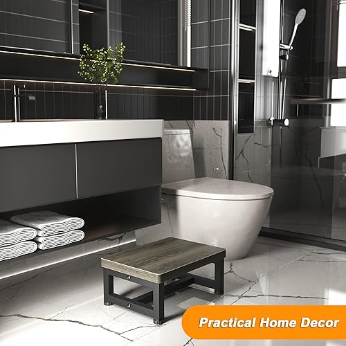 Miniatura 10 de Taburetes para adultos y niños, taburetes de madera antideslizantes resistentes con capacidad de 500 libras para dormitorio, cocina, baño, escalones