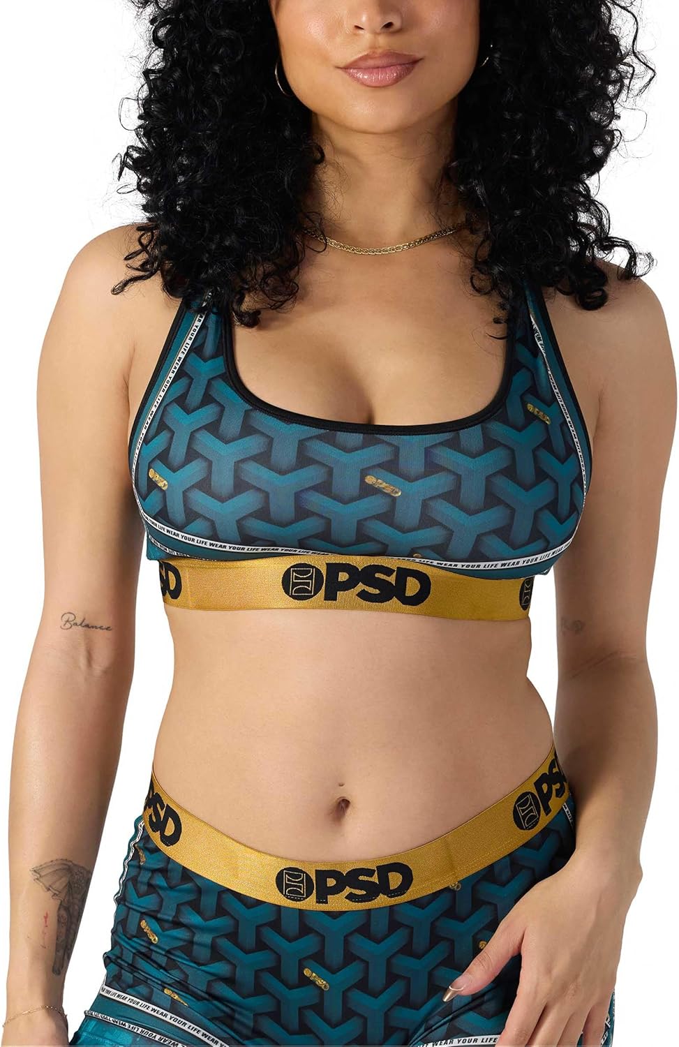 PSD Underwear Womens Sports Bra - Luxury Print, Medium Support Sports Bras for Women, Racerback, Womens Loungewear Bras