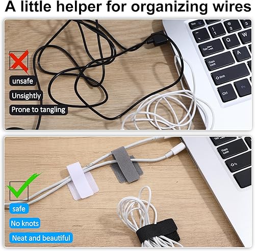 Miniatura 6 de Abrazaderas reutilizables para cables, 60 unidades para debajo del escritorio, organizador de cables para escritorio, organizadores de cables para