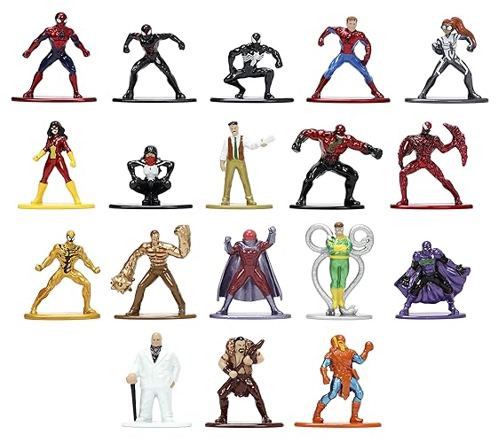 Jada Toys Marvel Spider-Man 18-Pack Serie 8 Figuras de Metal Fundido, Juguetes para Niños y Adultos
