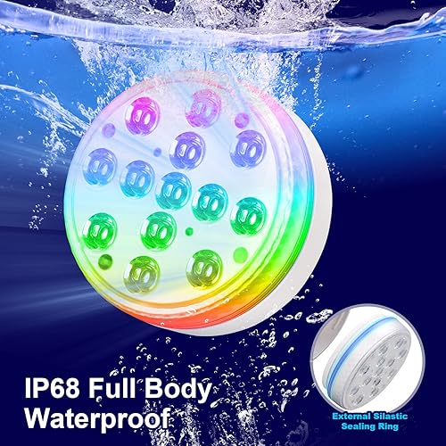 Miniatura 3 de Luz sumergible para piscina, 16 colores, luces LED subacuáticas, impermeable, IP68, 13, LED súper brillante con control remoto RF, adecuado para