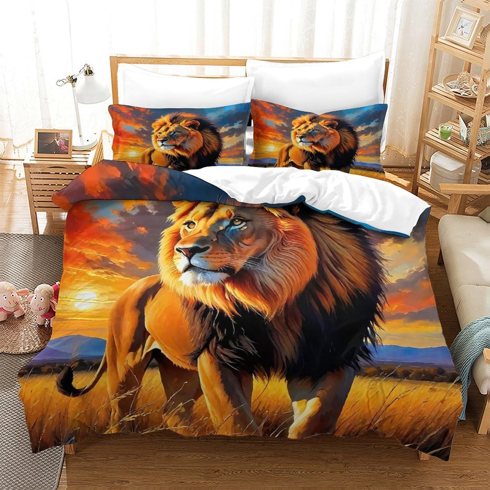 Housse de couette lion imprimée en 3D pour décorer la chambre des enfants et des ados