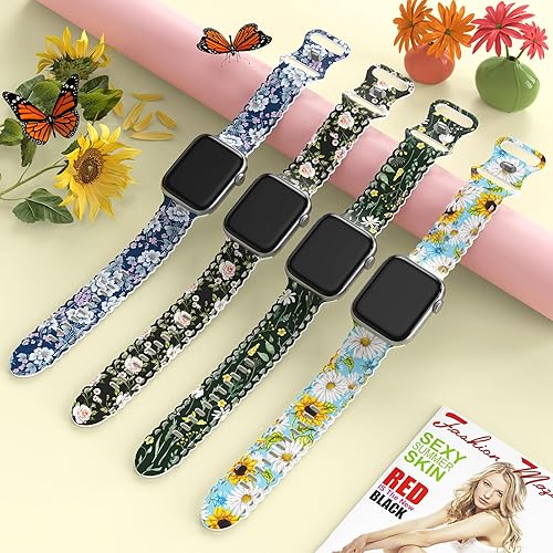 Miniatura 6 de Correa de encaje de flores compatible con Apple Watch Band de 1.575 pulgadas, 1.732 pulgadas, 1.614 pulgadas, 1.772 pulgadas, 1.772 pulgadas, 1.654