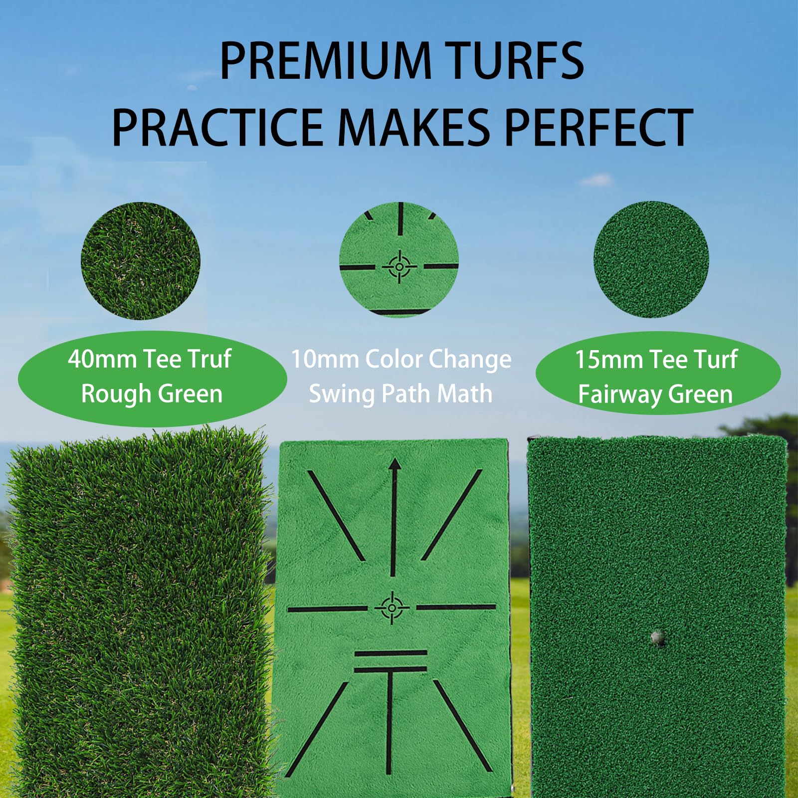 Golf Schlagmatte – Schwungpfad-Erkennung, 35x24 cm AL-Basis mit 7cm Erdspieße – Golf Trainingsmatte für Outdoor, Garten & Zuhause, Indoor & Golfplatz, Direktes Feedback