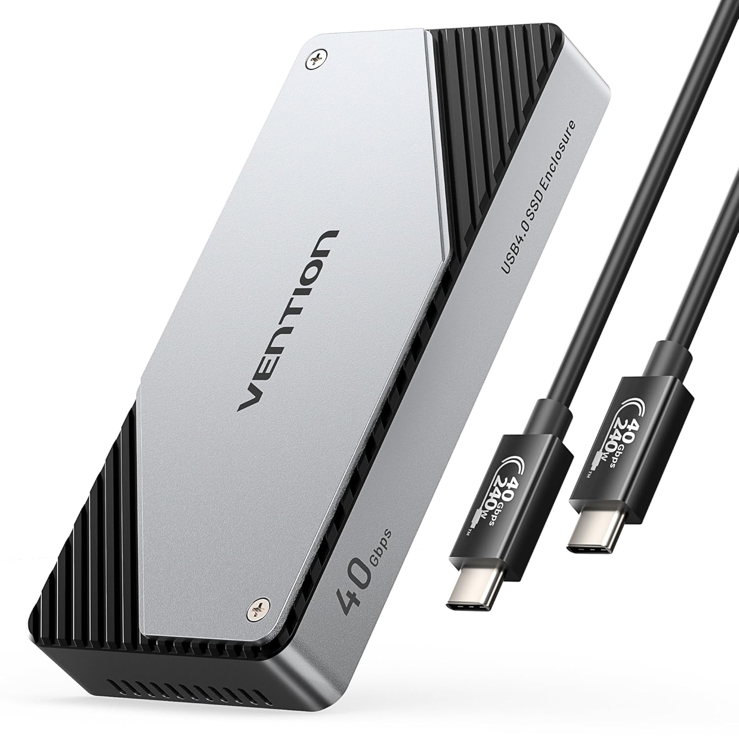 VENTION 40Gbps M.2 NVMe SSD Enclosure, Aluminium NVMe Enclosure with Cooling Fan, M.2 Enclosure Support M/B+M Key Size 2280/2260/2242/2230 UASP/Trim Compatible with Thunderbolt 4/3/USB4/3.2/3.1