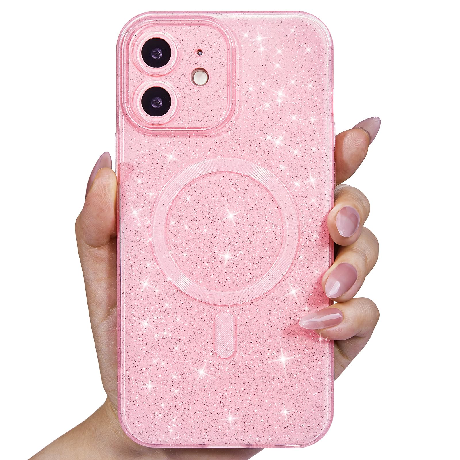 Svanove Glitter Case for iPhone 12 Phone Case Magnetic Compatible with Magsafe, Sparkle Bling Shiny Sparkly Cute Girly Design, Bright Trendy Aesthetic